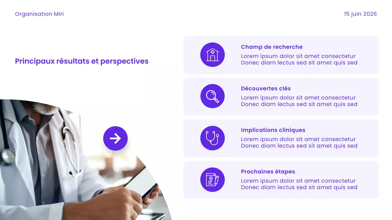 Présentation des soins de santé modernes en violet
