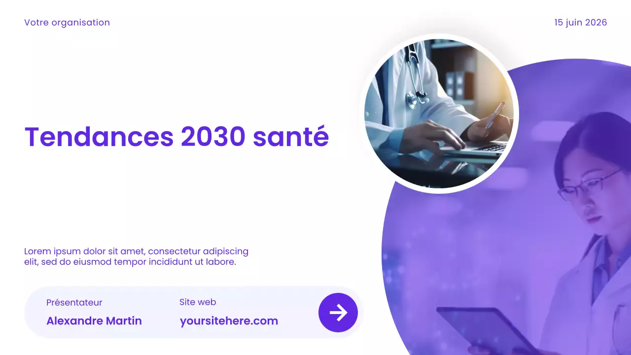 Présentation des soins de santé modernes en violet