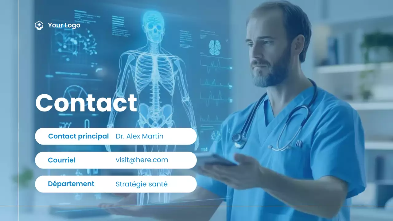 Présentation des tendances des soins de santé modernes en bleu