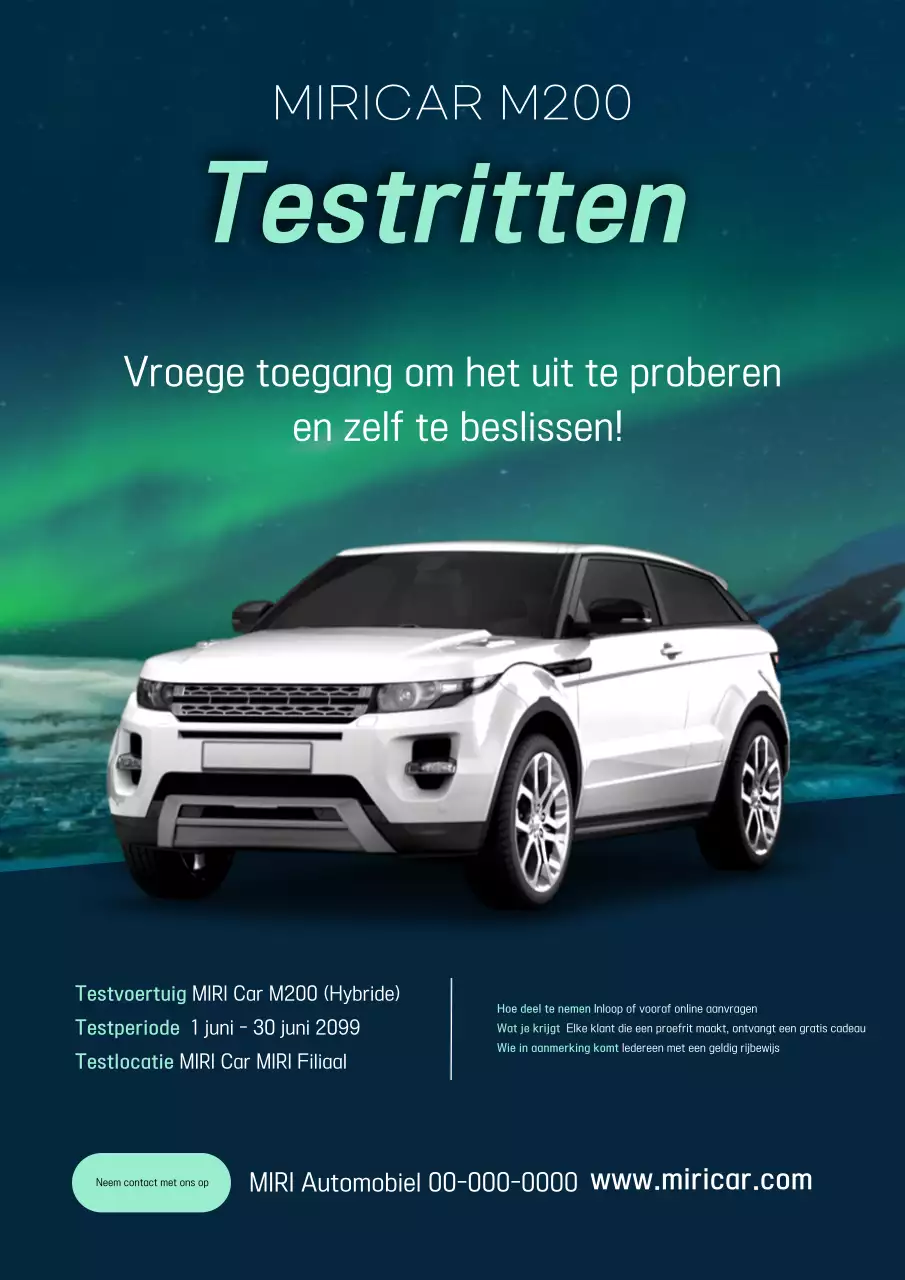 Groen Modern Auto Evenement