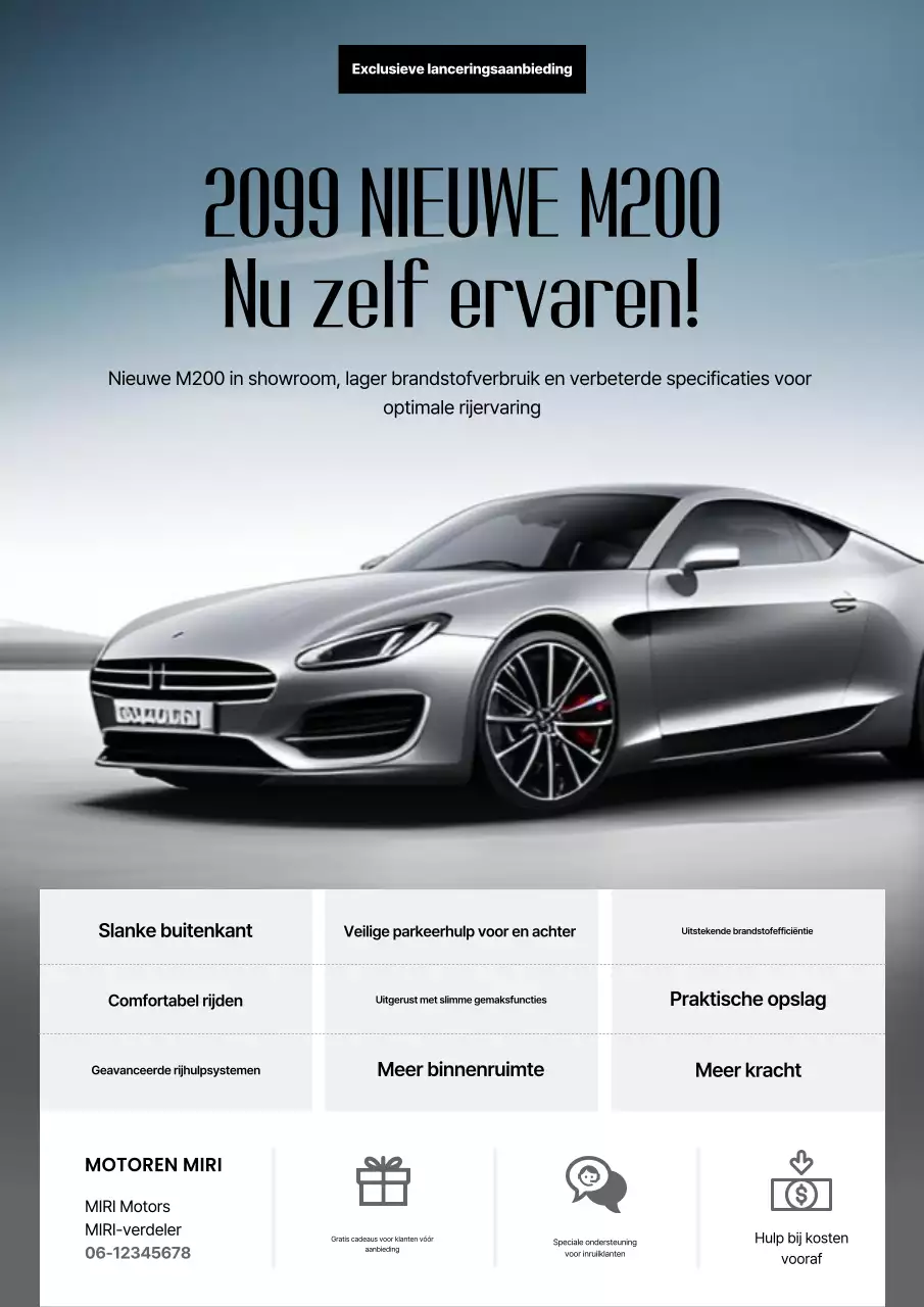Zilveren moderne autoadvertentie