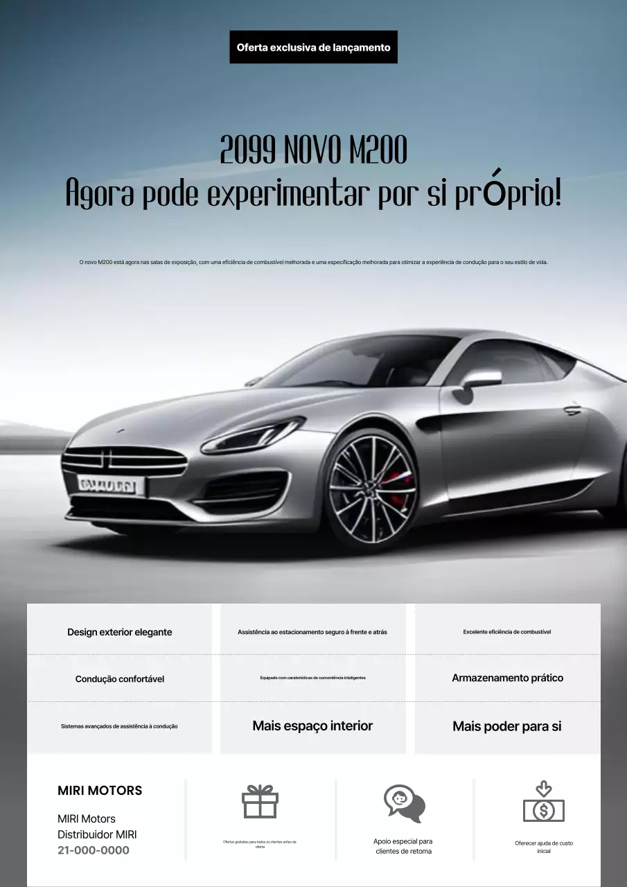 Anúncio de carro moderno prateado