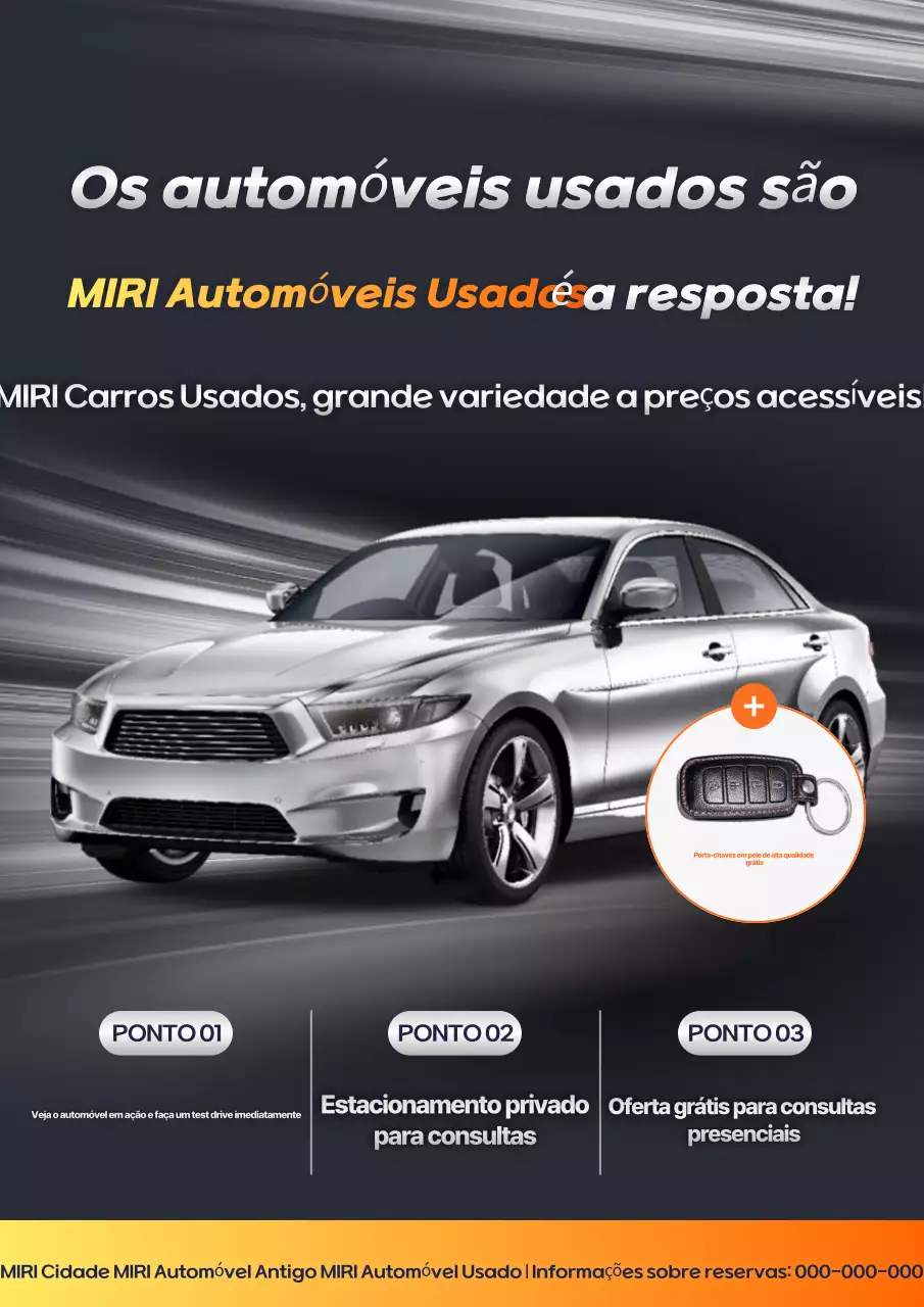 Promoção de evento de carros usados ​​de luxo em cinza e laranja