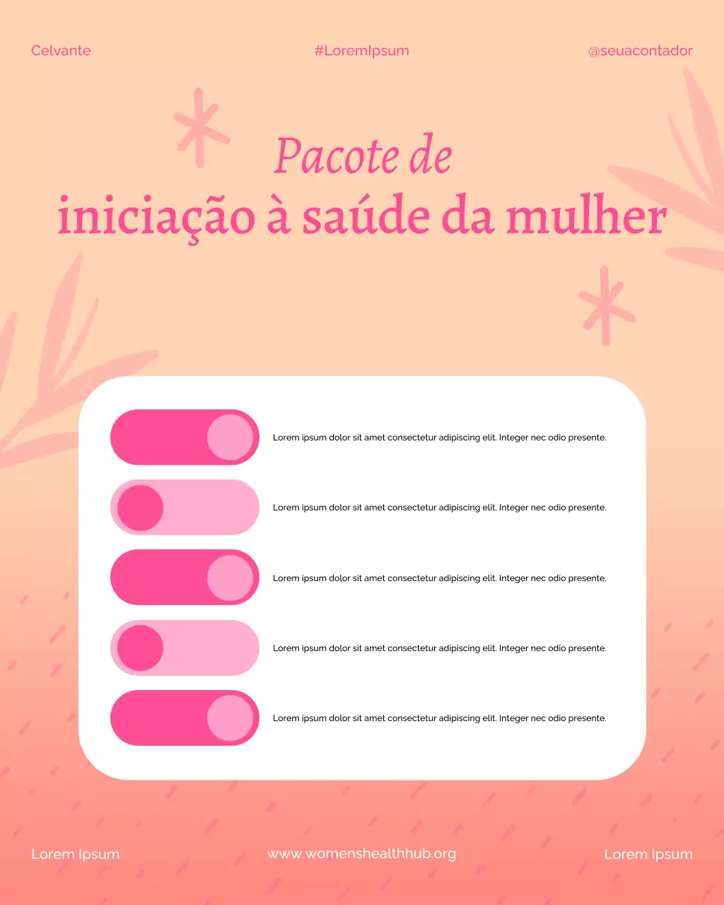 Postagem no Instagram sobre saúde feminina moderna rosa