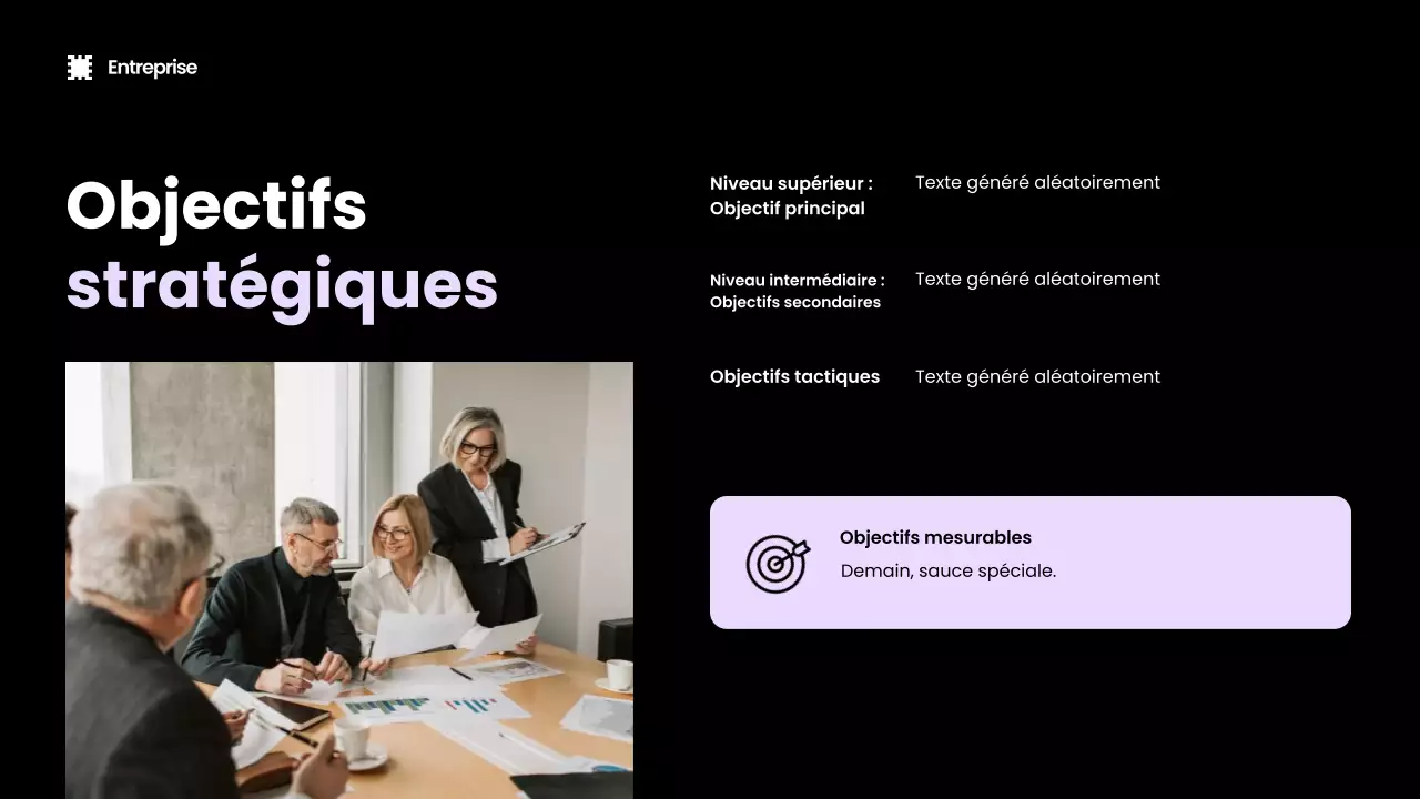 Présentation de promotion marketing moderne noire