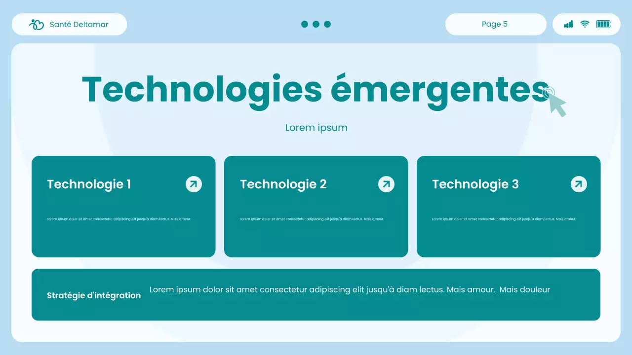 Présentation du rapport sur les perspectives de l'interface utilisateur et de l'expérience utilisateur modernes des soins de santé en bleu et vert