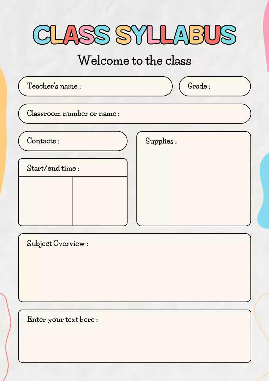 Colorful Class Syllabus Poster