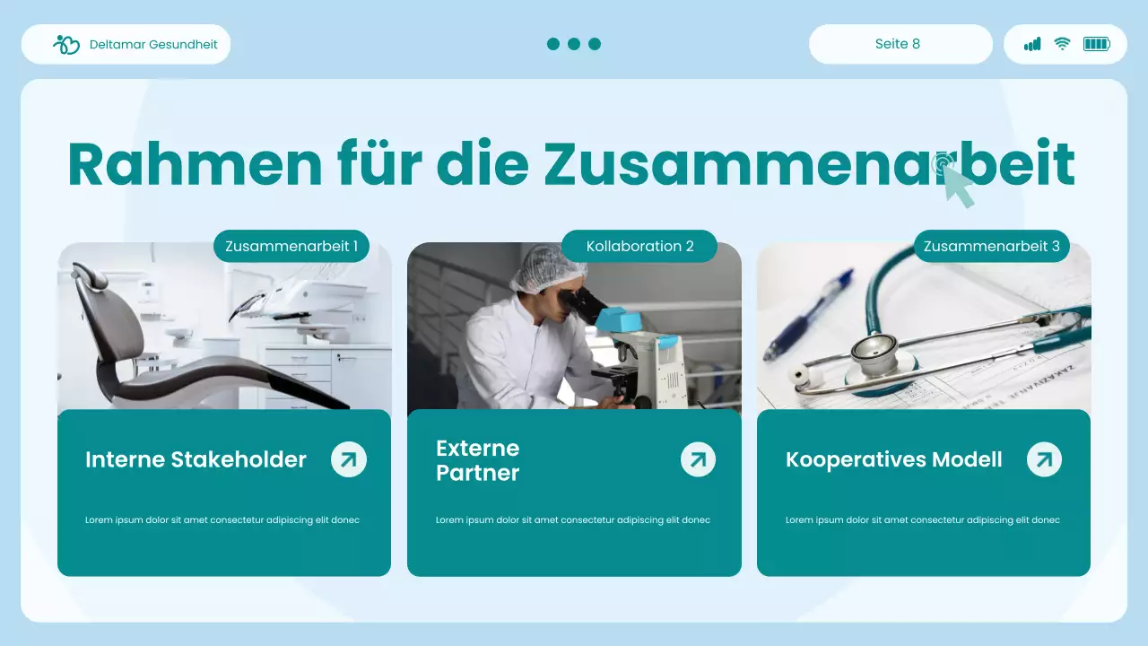 Präsentation des Blue and Green Modern UI und UX Healthcare Insights Report
