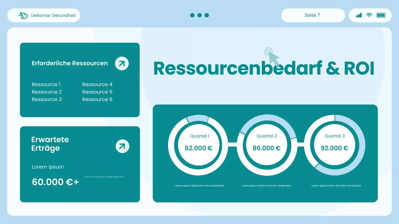 Präsentation des Blue and Green Modern UI und UX Healthcare Insights Report