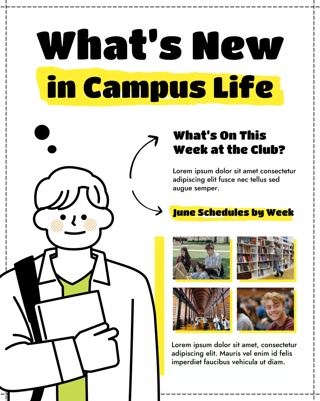 Yellow Clean Weekly Campus Events Instagram Post