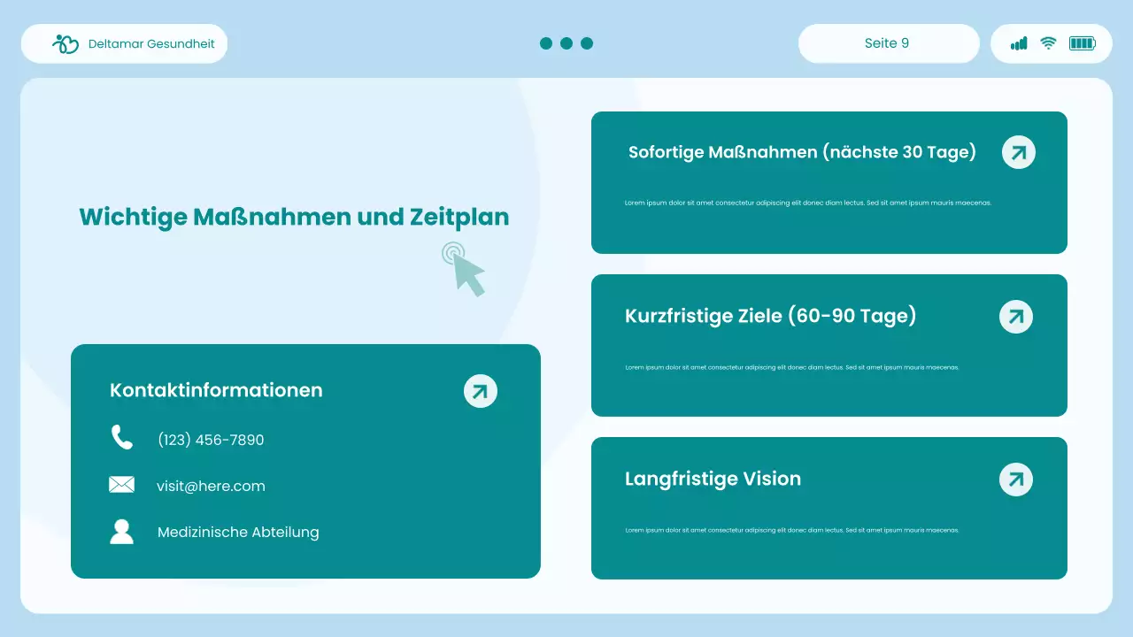 Präsentation des Blue and Green Modern UI und UX Healthcare Insights Report