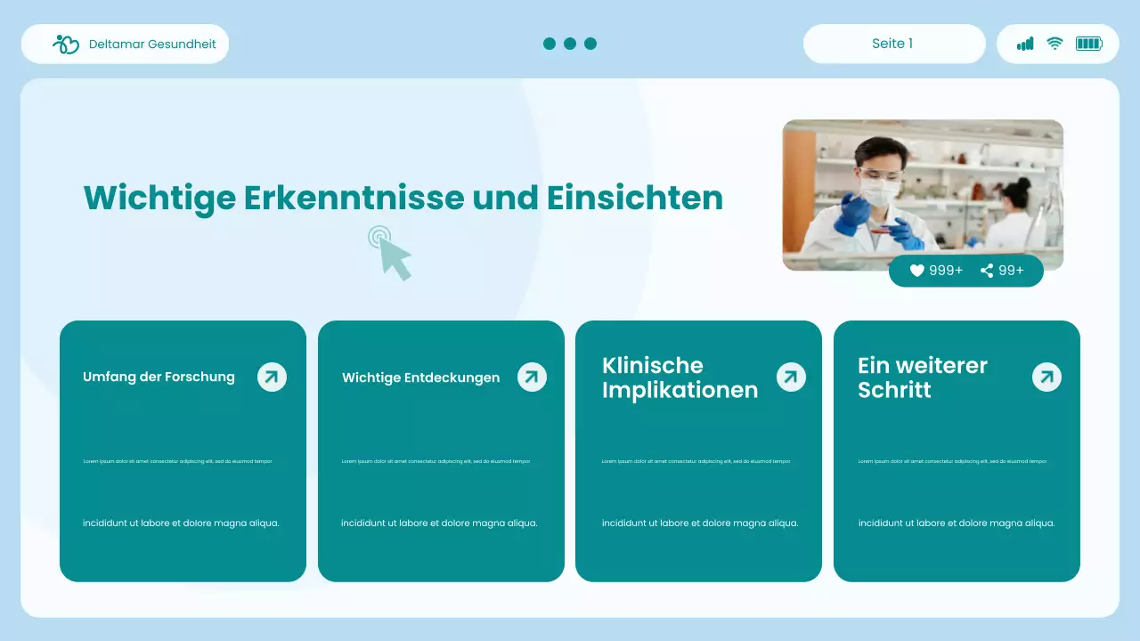 Präsentation des Blue and Green Modern UI und UX Healthcare Insights Report