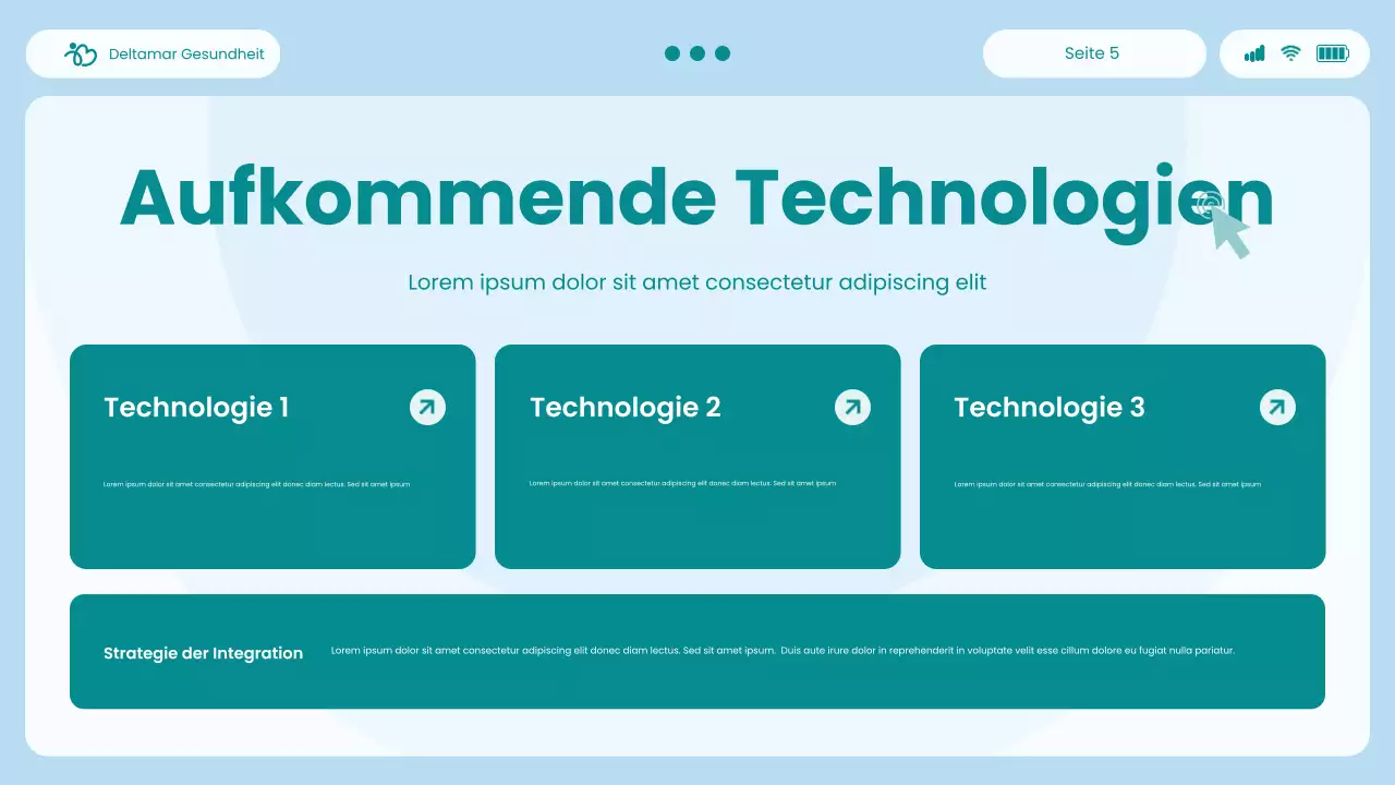 Präsentation des Blue and Green Modern UI und UX Healthcare Insights Report