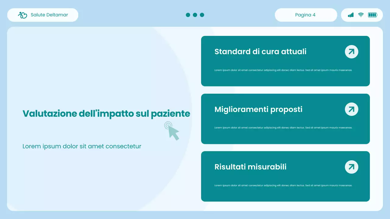 Presentazione del report "Blue and Green Modern UI and UX Healthcare Insights"