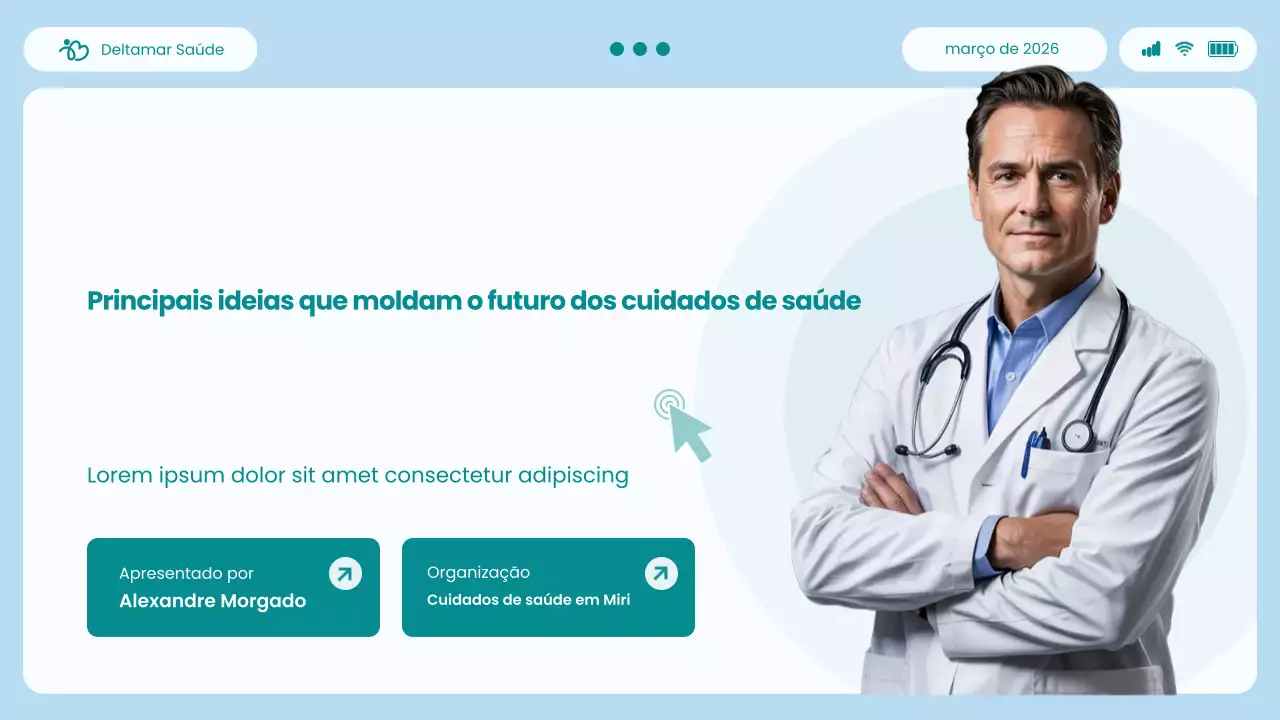 Apresentação do Relatório de Insights sobre UI e UX Modernos em Azul e Verde para a Saúde