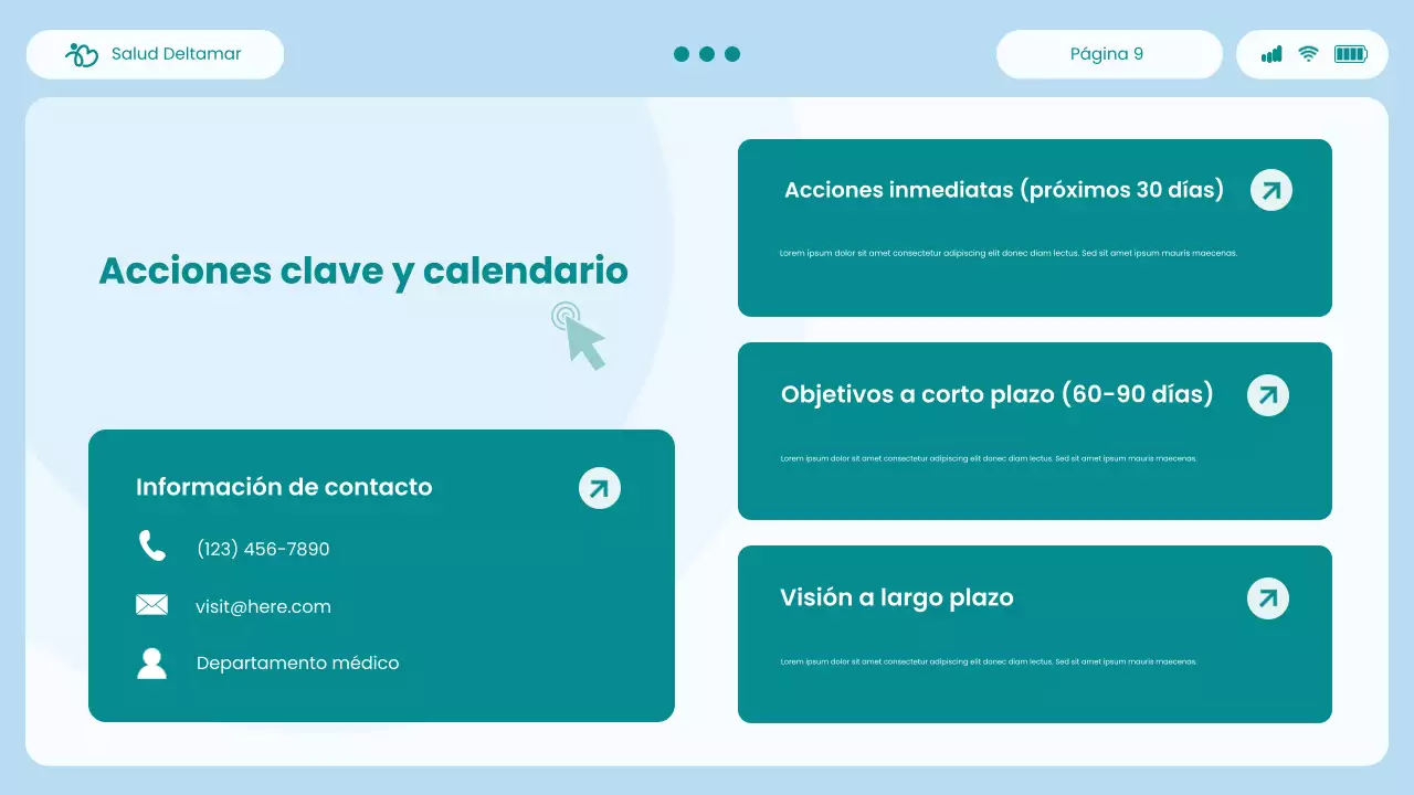 Presentación del informe sobre perspectivas de atención médica con interfaz de usuario y experiencia de usuario modernas de Blue and Green