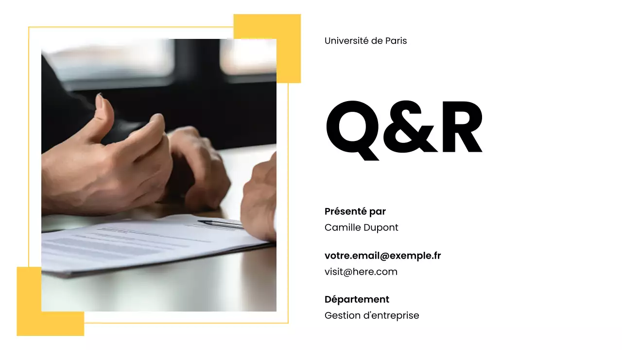 Présentation de la proposition de recherche moderne jaune