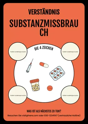 Orange und Orange Bold Illustrative Drogenmissbrauch Informationen Poster