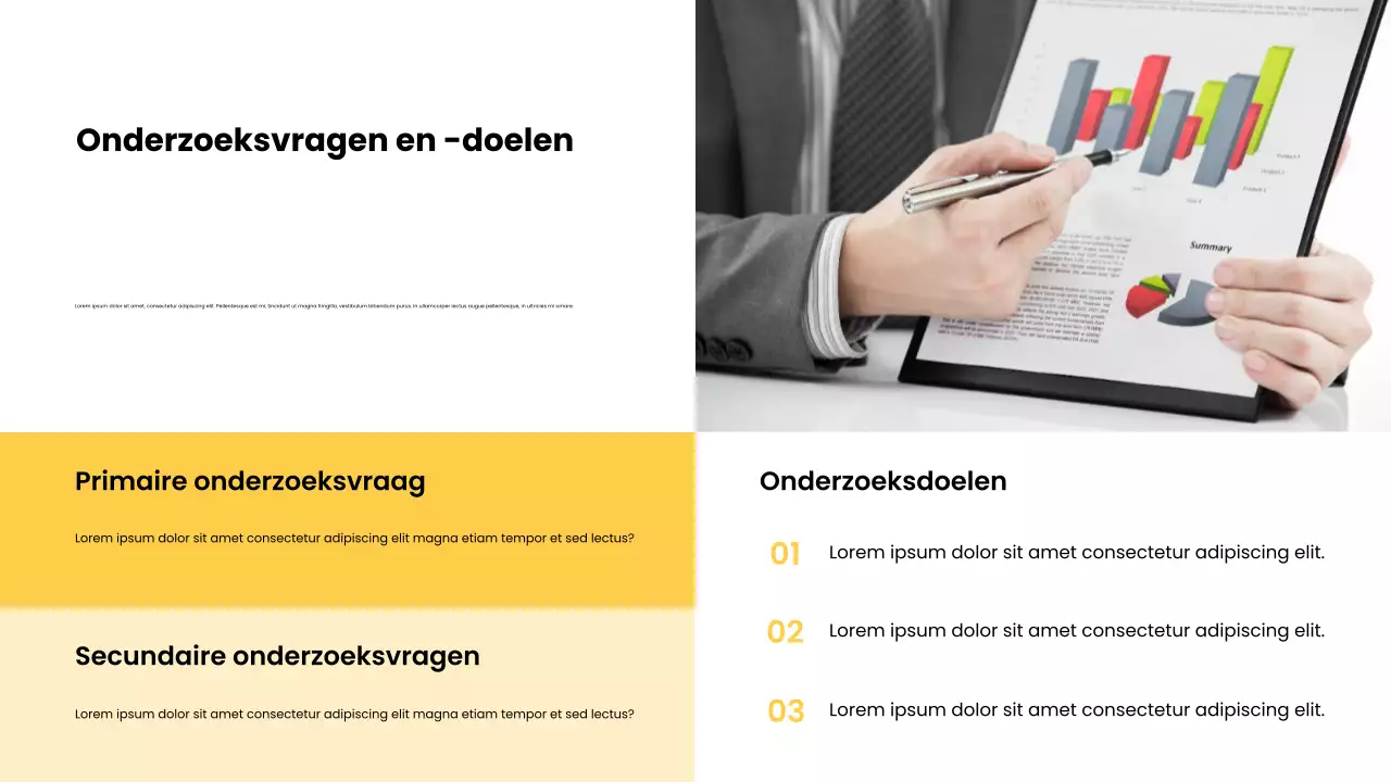 Gele moderne onderzoeksvoorstelpresentatie