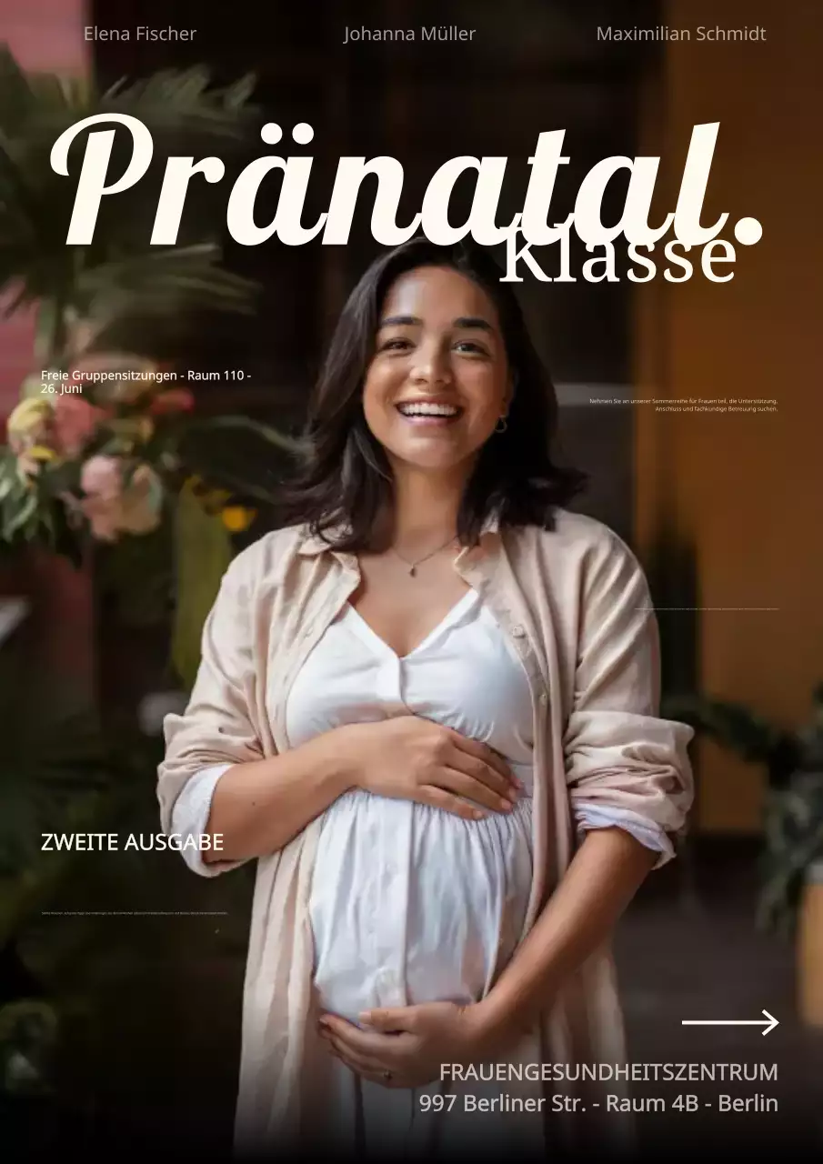 Beige Moderne Pränatale Klasse Ankündigung Medical Hospital