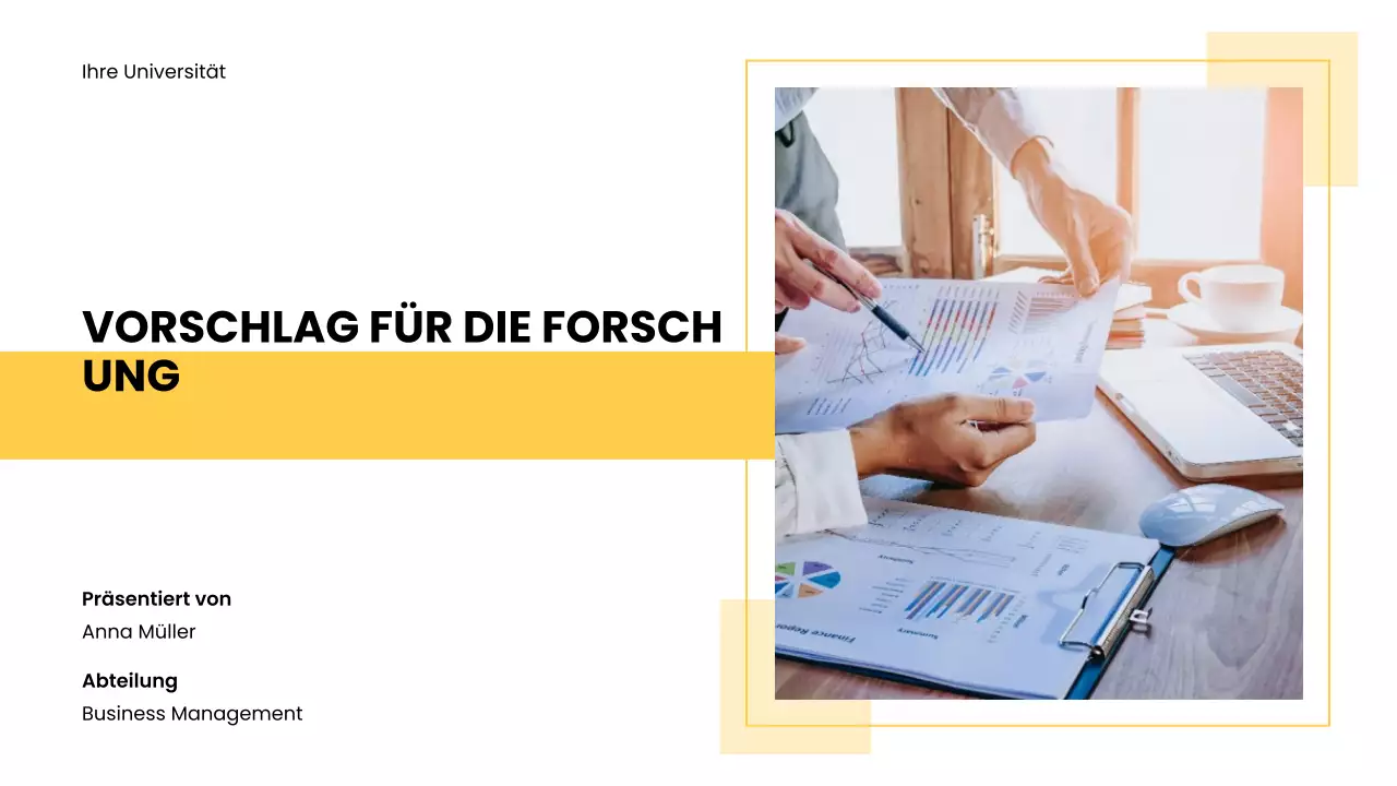 Gelber moderner Forschungsvorschlag Präsentation