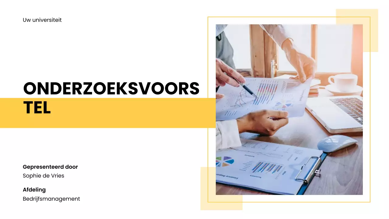 Gele moderne onderzoeksvoorstelpresentatie