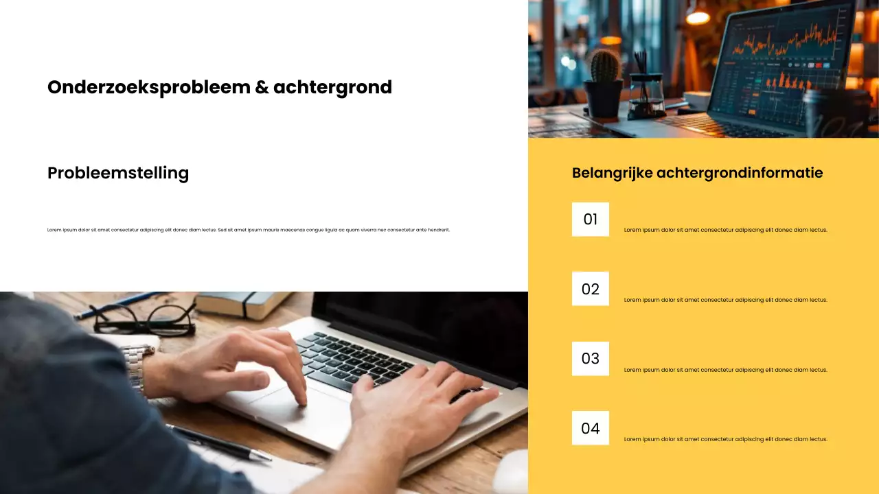 Gele moderne onderzoeksvoorstelpresentatie