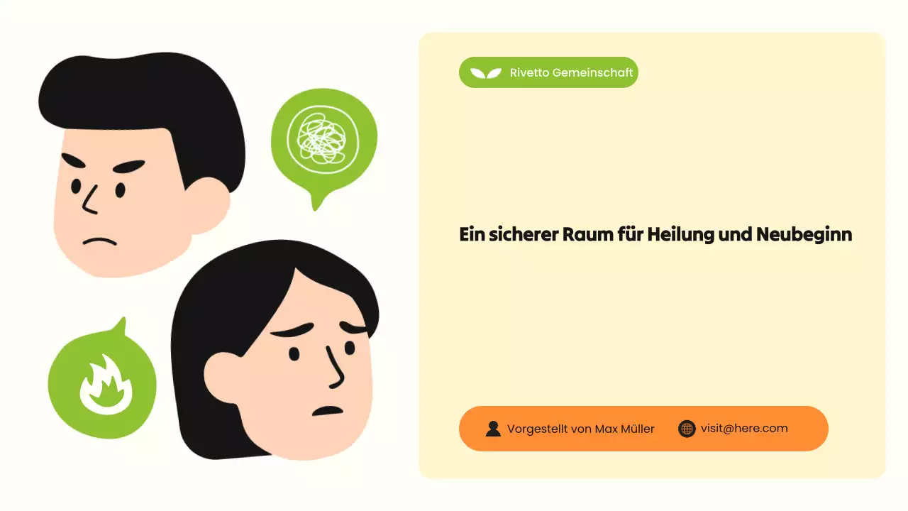 Grüne und orangefarbene, fettgedruckte, illustrative Präsentation zum Thema Drogenmissbrauch