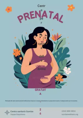 Invito al corso prenatale floreale viola per ospedale medico