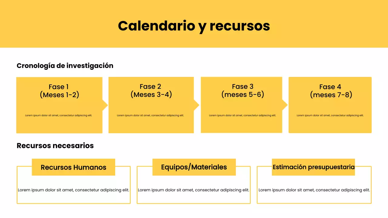 Presentación de propuesta de investigación moderna amarilla