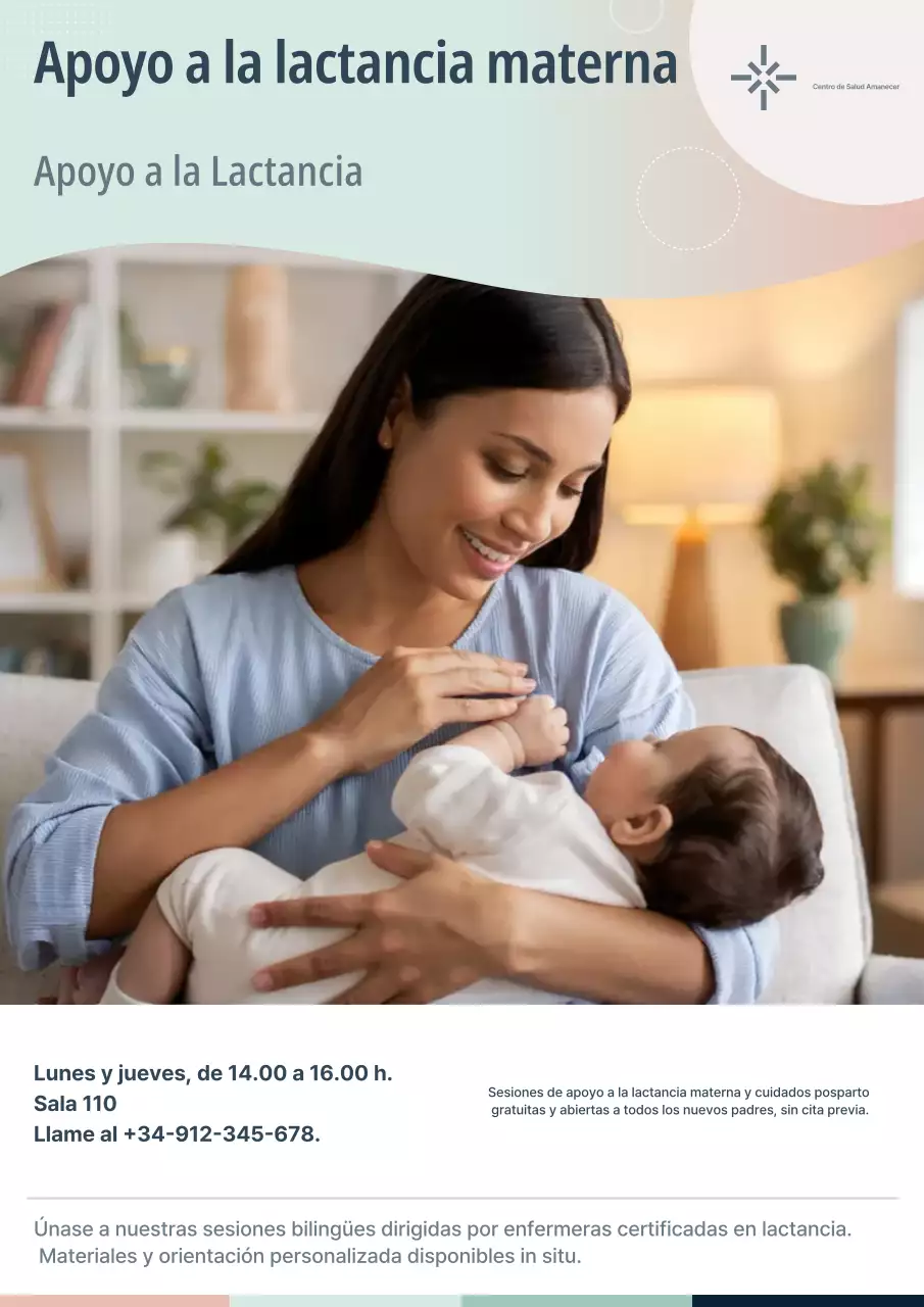 Anuncio de lactancia materna moderno en beige para hospital médico