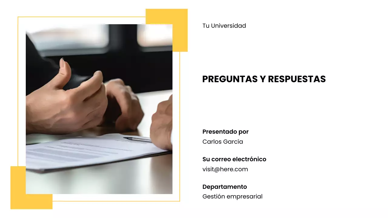 Presentación de propuesta de investigación moderna amarilla