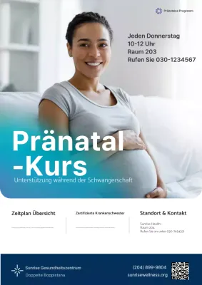 Teal Modern Prenatal Class Ankündigung Krankenhaus Medizin