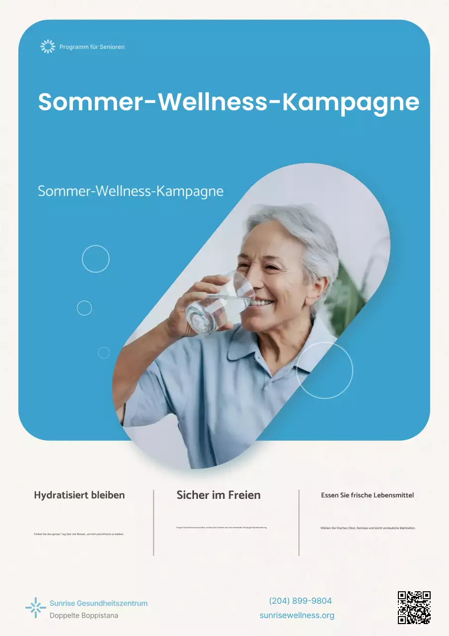 Blaue Moderne Wellness Ankündigung Sommer Senior Krankenhaus Medizin