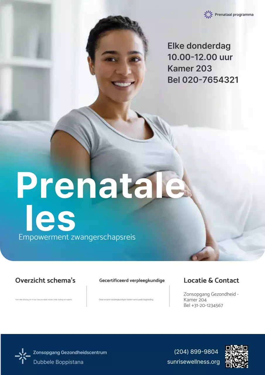 Aankondiging Teal Modern Prenatale Klas Ziekenhuis Medisch