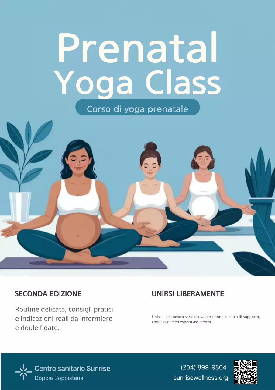 Ospedale medico per la promozione dello yoga prenatale moderno blu