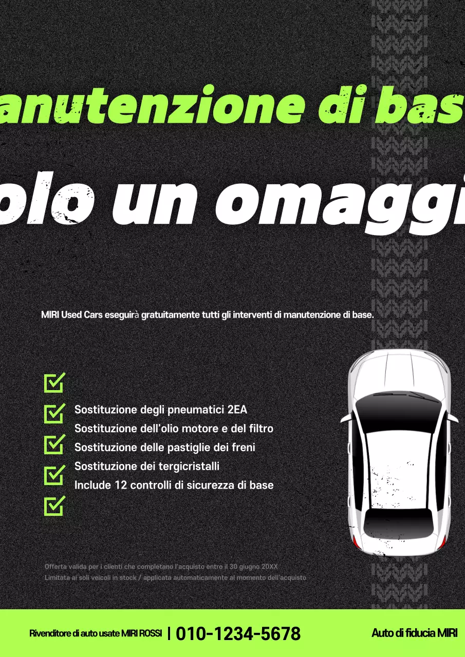 Pubblicità di auto usate con illuminazione al neon
