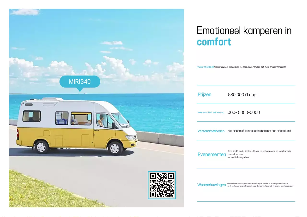 Gele moderne camperbusreclame