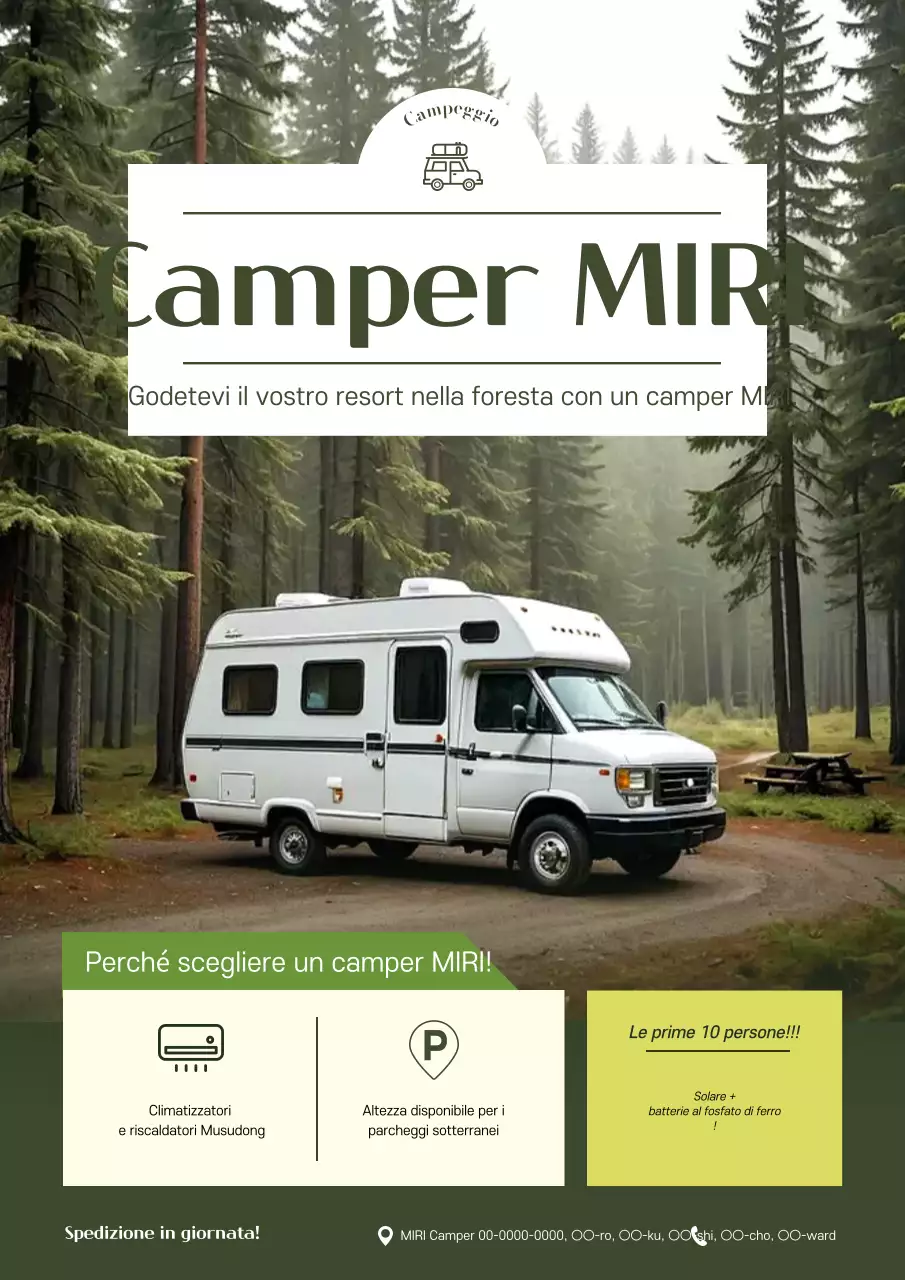 Pubblicità del camper semplice color cachi