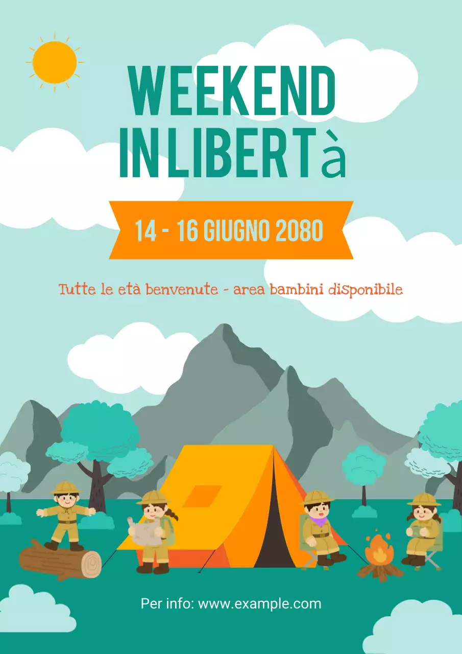 Manifesto di invito al festival del campeggio