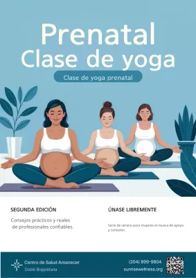Promoción de yoga prenatal moderno azul en el Hospital Médico