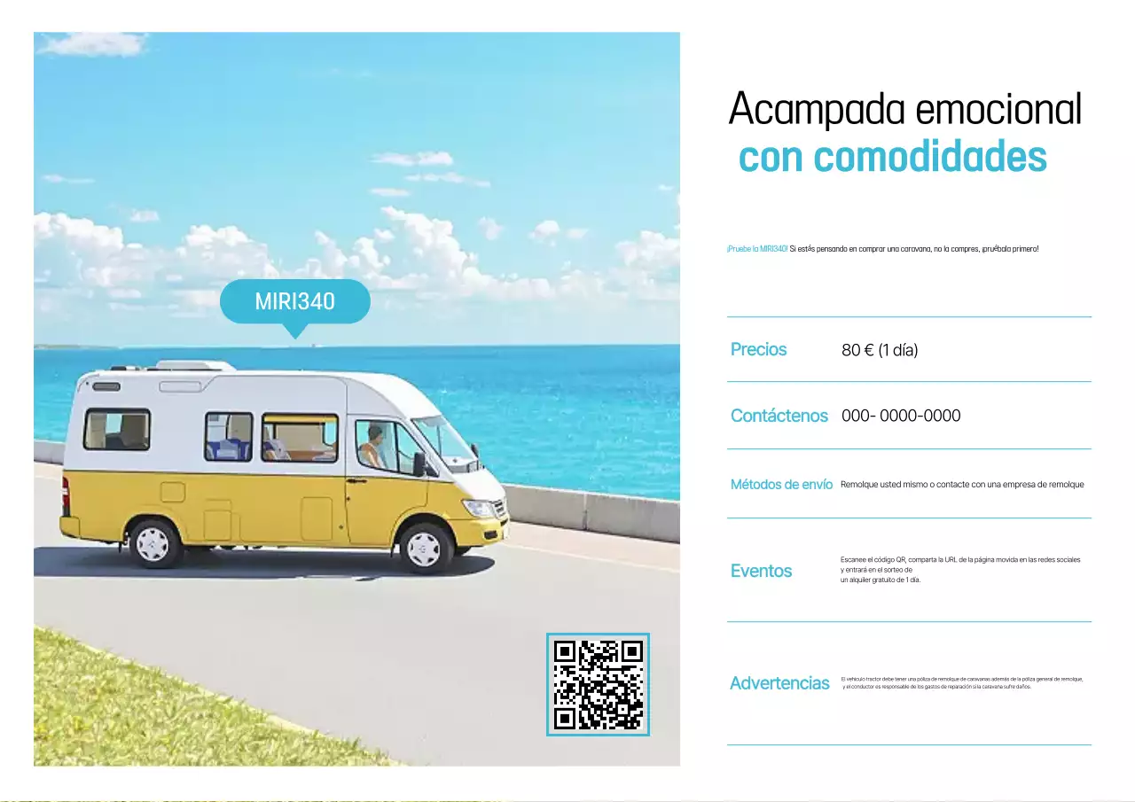 Anuncio de autocaravana moderna amarilla