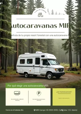 Anuncio de furgoneta camper sencilla de color caqui