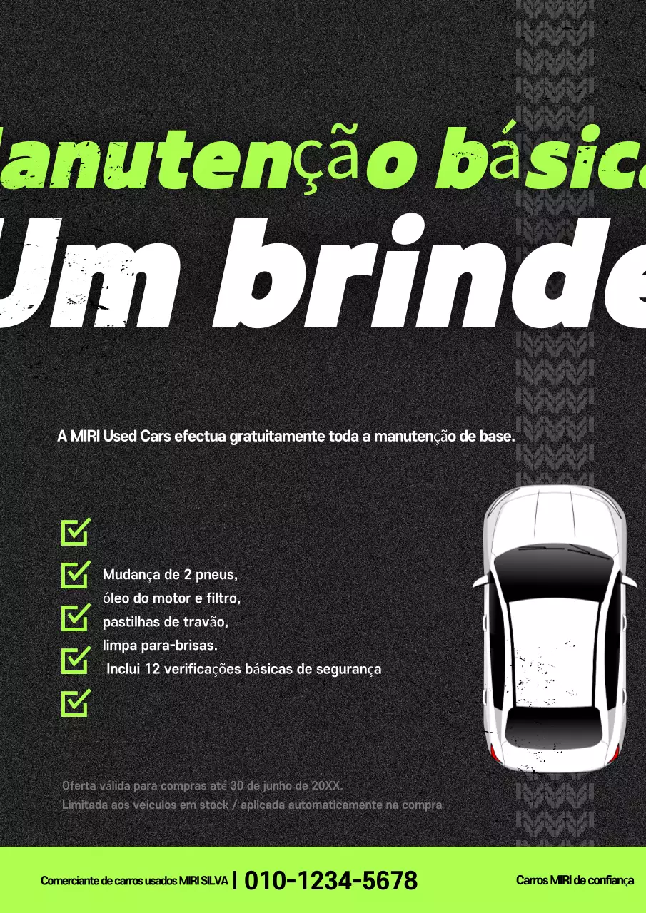 Propaganda de carro usado com destaque em neon