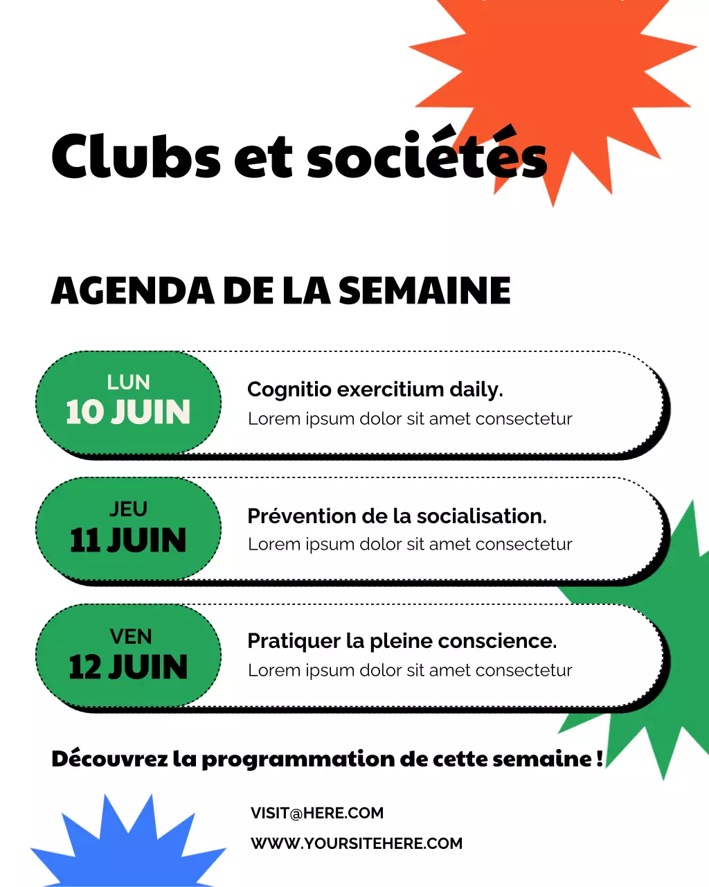 Publication Instagram d'un agenda moderne et coloré