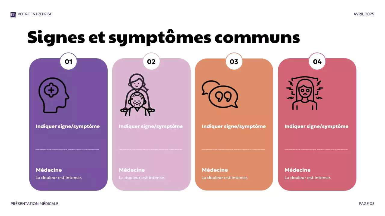 Présentation médicale moderne violette