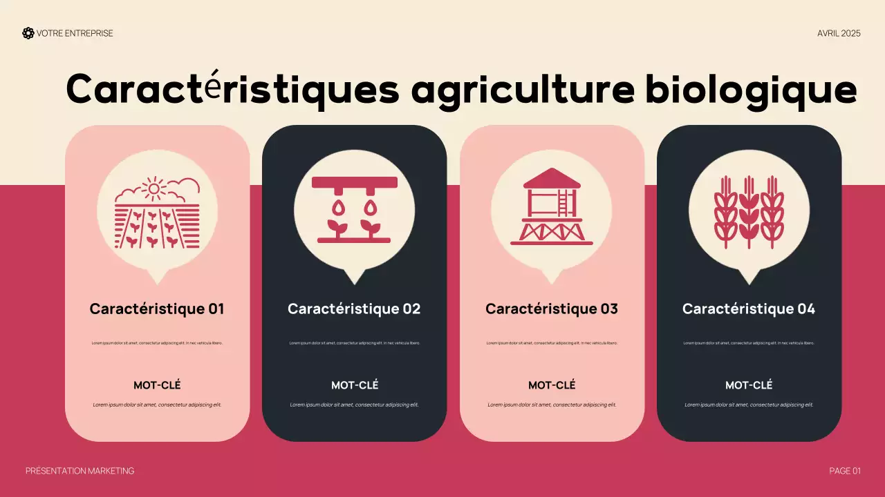 Présentation du rouge moderne et biologique