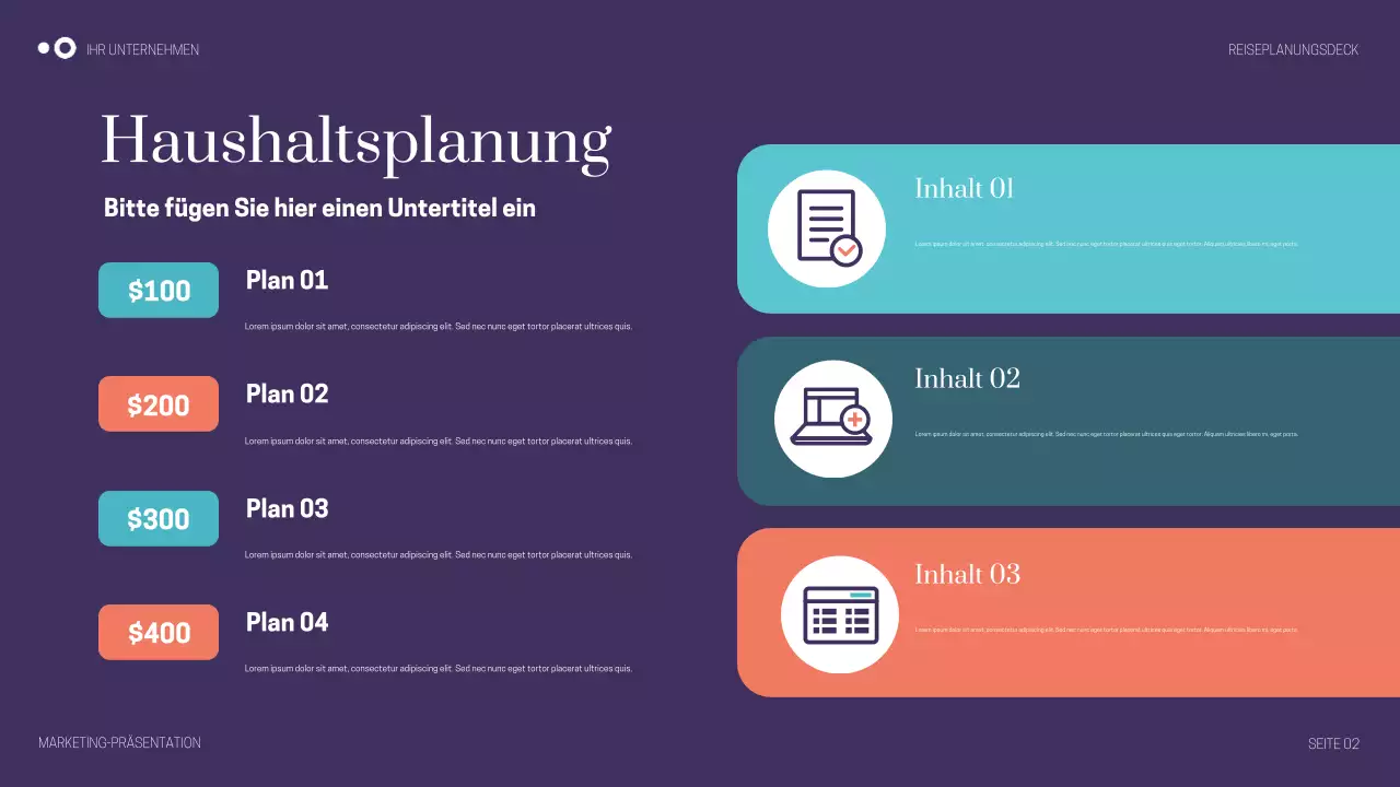 Lila Moderne Reisepräsentation