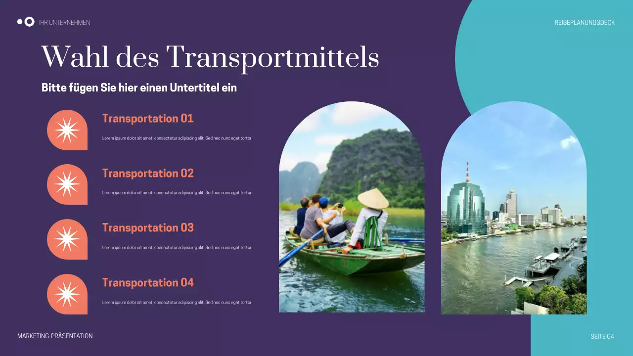 Lila Moderne Reisepräsentation