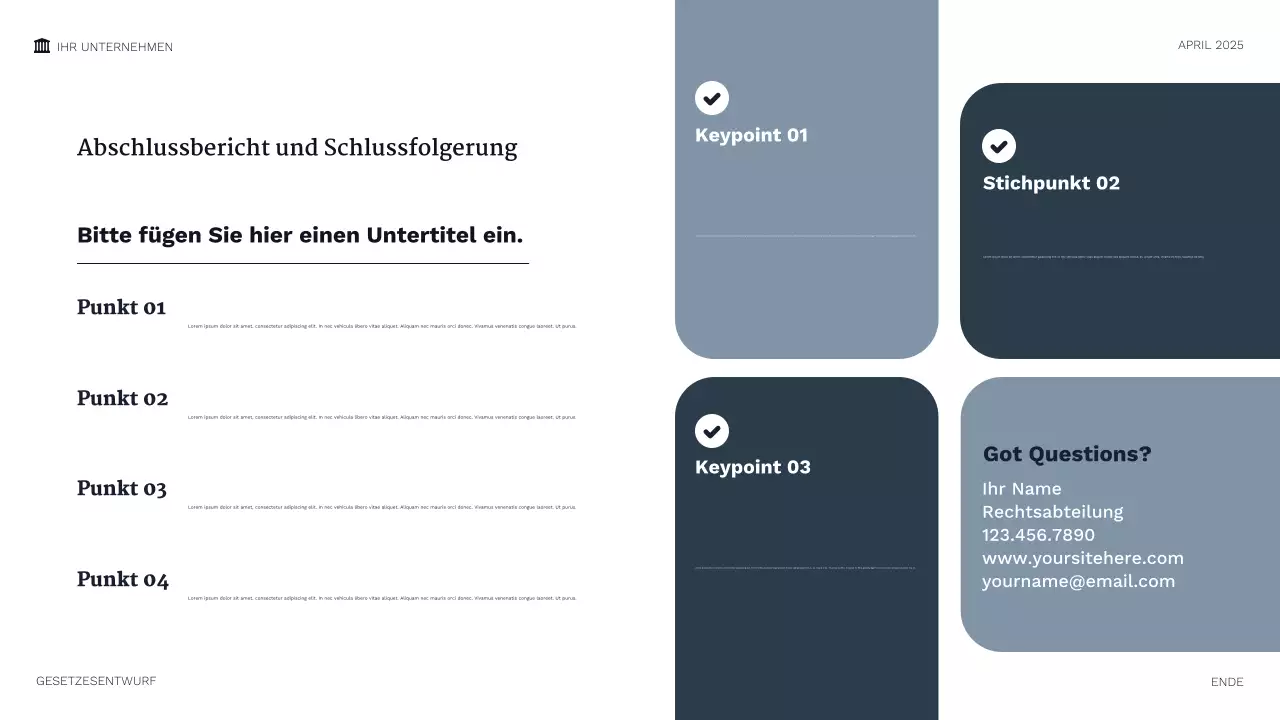 Professionelle Rechtspräsentation der Marine